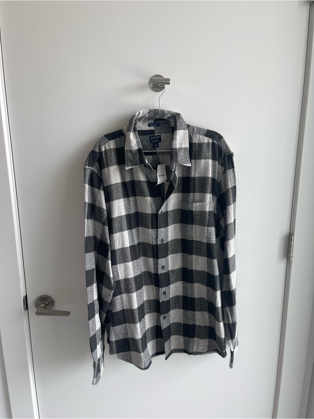 J Crew Cozy Black & White Plaid Flannel Shirt